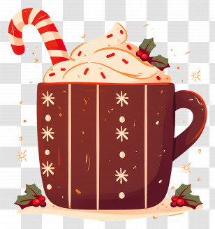 Christmas Hot Chocolate - Festive Hot Chocolate With Candy Cane Transparent PNG