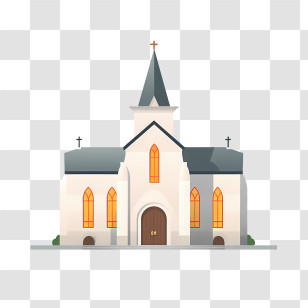 Church - Charming Church Building With Illuminated Windows Transparent PNG