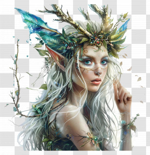 Elf Fantasy - Fantasy Elf Woman With Nature Elements Transparent PNG
