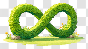 Mossy Infinity Symbol - Infinity Shaped Green Hedge Transparent PNG