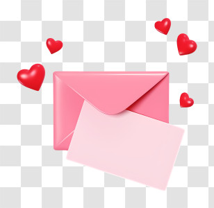 Mail - Pink Envelope With Love Hearts Transparent PNG