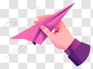 Hand Holding Paper Plane - Hand Holding A Pink Paper Airplane Transparent PNG