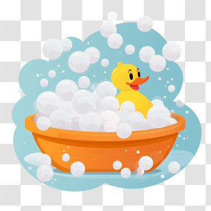 Baby Bath Tub - Rubber Duck In A Bubble Bath Transparent PNG