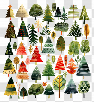 Christmas Tree - Decorative Patterned Christmas Trees Transparent PNG