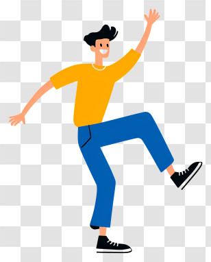 Man Holding Leg Up - Happy Dancing Person Illustration Transparent PNG