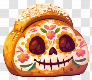 Pan De Muerto - Decorative Day Of The Dead Bread With Skull Design Transparent PNG