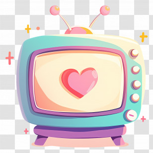 World Television Day - Retro Television With A Heart Design Transparent PNG