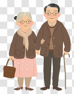 Old People - Elderly Couple Walking Together Illustration Transparent PNG
