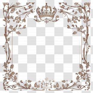 Wedding Border - Ornate Crown Frame With Floral Design Transparent PNG