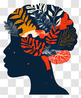 Brain Mind - Botanical Silhouette Illustrating Nature And Mind Transparent PNG