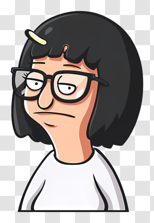 Tina Belcher - Cartoon Character With Glasses Transparent PNG