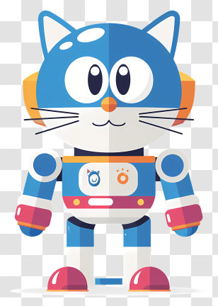 Cat Robot - Cute Blue Robot Cat With Big Eyes Transparent PNG