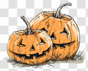 Carving Pumpkins - Carved Jack-o-Lantern Pumpkins For Halloween Transparent PNG