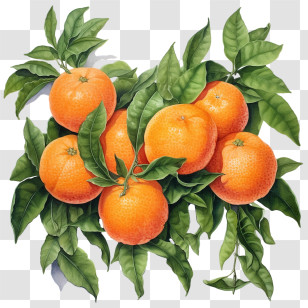 Mandarins Fruit - Oranges With Leaves Illustration Transparent PNG