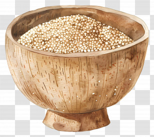 Quinoa - Wooden Bowl With Grains Illustration Transparent PNG