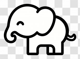 Baby Elephant - Simple Elephant Icon In Black And White Transparent PNG