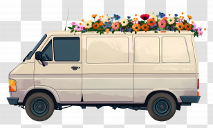 Delivery Van - Van With Flowers On The Roof Transparent PNG