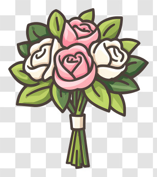 Wedding Bouquet Icon - Bouquet Of Pink And White Roses Transparent PNG