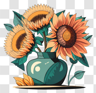 Sunflowers - Sunflowers In Vase Transparent PNG