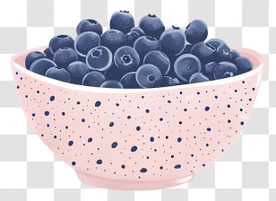 Blueberry - Pink Speckled Bowl Filled With Blueberries Transparent PNG