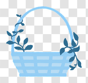 Blue Woven Basket - Blue Basket With Leaves Transparent PNG
