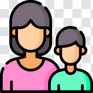 Mother And Daughter - Family Icon Illustration In Flat Style Transparent PNG