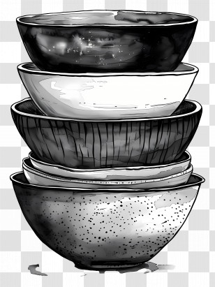 Bowls - Stacked Ceramic Bowls Transparent PNG