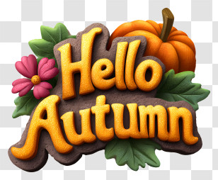 Hello Autumn - Hello Autumn Pumpkin Sign Transparent PNG