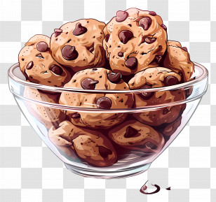 Chocolate Chip Cookies - Delicious Bowl Of Chocolate Chip Cookies Transparent PNG