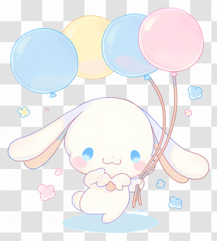 Cinnamoroll - Cute Bunny Holding Colorful Balloons Transparent PNG