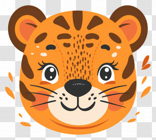 Cute Tiger Face - Cute Tiger Face Cartoon Illustration Transparent PNG
