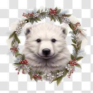 Little Polar Bear
 - White Polar Bear Inside Christmas Wreath Transparent PNG