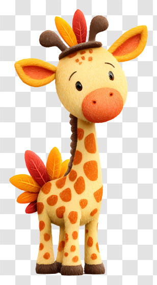 Thanksgiving Giraffe - Cute Feather Giraffe Toy Transparent PNG