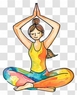 Woman Doing Yoga - Colorful Yoga Woman Illustration Transparent PNG