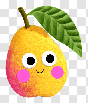 Cute Fruit - Cheerful Yellow Pear Character Transparent PNG