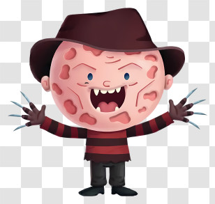 Freddy Krueger - Cartoon Scarred Slasher Character Transparent PNG