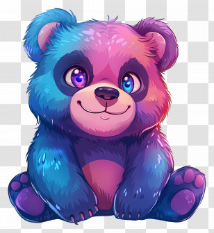 Cute Bear - Colorful Cartoon Panda Bear Transparent PNG