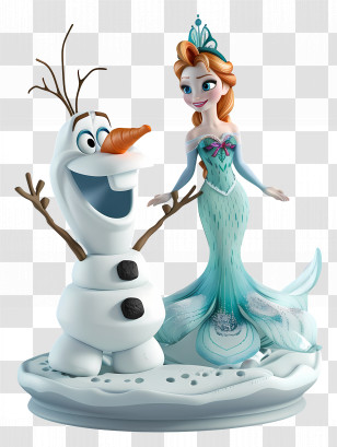 Frozen Olaf - Snowman And Princess Figurine Representation Transparent PNG