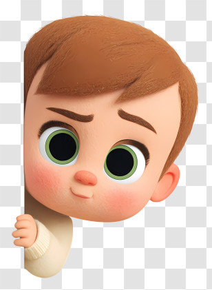 Boss Baby Peeking Out - Curious Cartoon Baby Peeking Transparent PNG