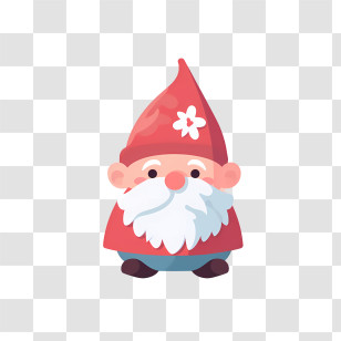 Christmas Gnome - Whimsical Cartoon Gnome With Red Hat Transparent PNG