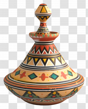 African Food - Decorative Moroccan-Style Hand-Painted Tajine Transparent PNG