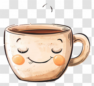 Cute Coffee Cup - Smiling Cartoon Coffee Cup Illustration Transparent PNG