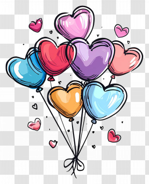 Balloons - Colorful Heart-Shaped Balloons For Celebration Transparent PNG