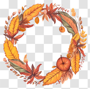 Autumn Leaves - Autumn Leaf Wreath Illustration Transparent PNG