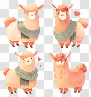 Cute Llama - Cute Cartoon Alpacas With Scarves Transparent PNG