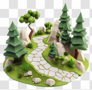 Mountain Path - Stone Pathway In Forest Landscape With Pine Trees Transparent PNG