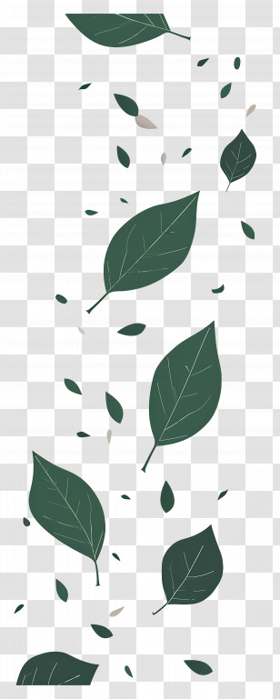 Falling Leaves - Falling Green Leaves Pattern Transparent PNG