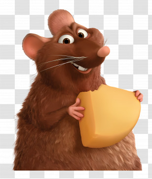 Ratatouille - Cartoon Rat Holding Cheese Transparent PNG