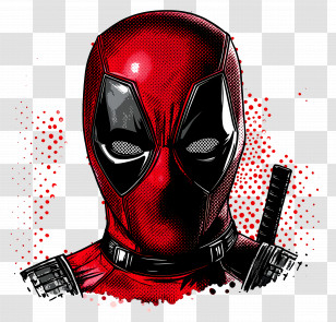 Deadpool Head - Comic Character With Red Mask Transparent PNG
