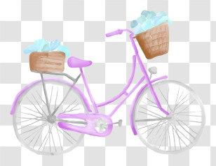 Pink Bicycle - Cute Pink Bicycle With Baskets Transparent PNG